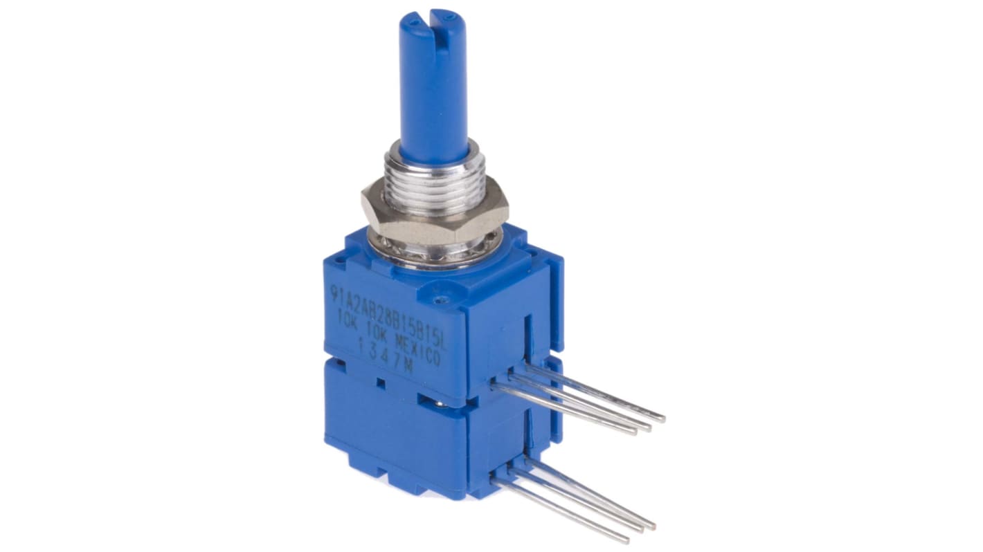 Bourns 91 10kΩ Rotary Potentiometer 1-Gang Panel Mount, 91A2A-B28-B15/B15L