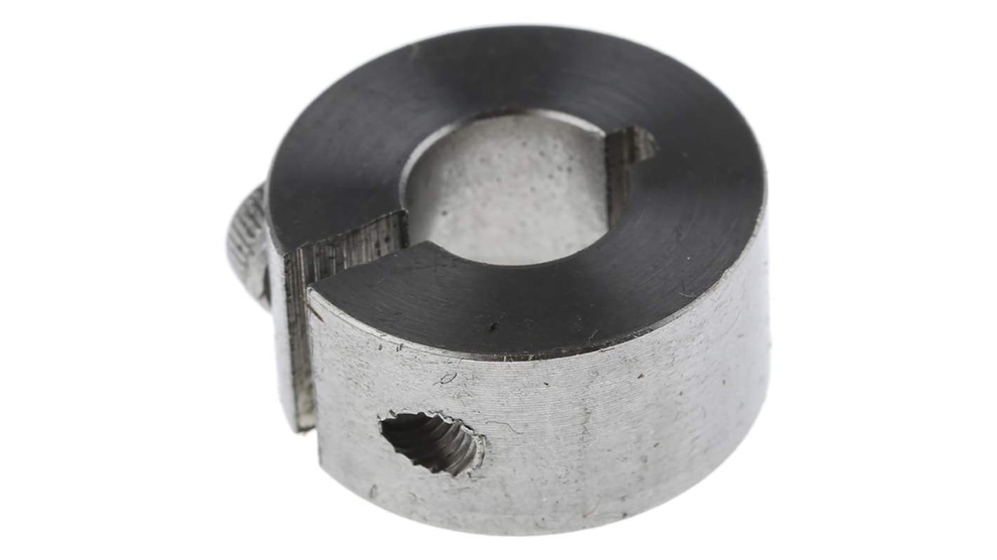 Huco Shaft Collar, One Piece, Clamp Screw, Bore 8mm, OD 18mm, W 9mm, Stainless Steel