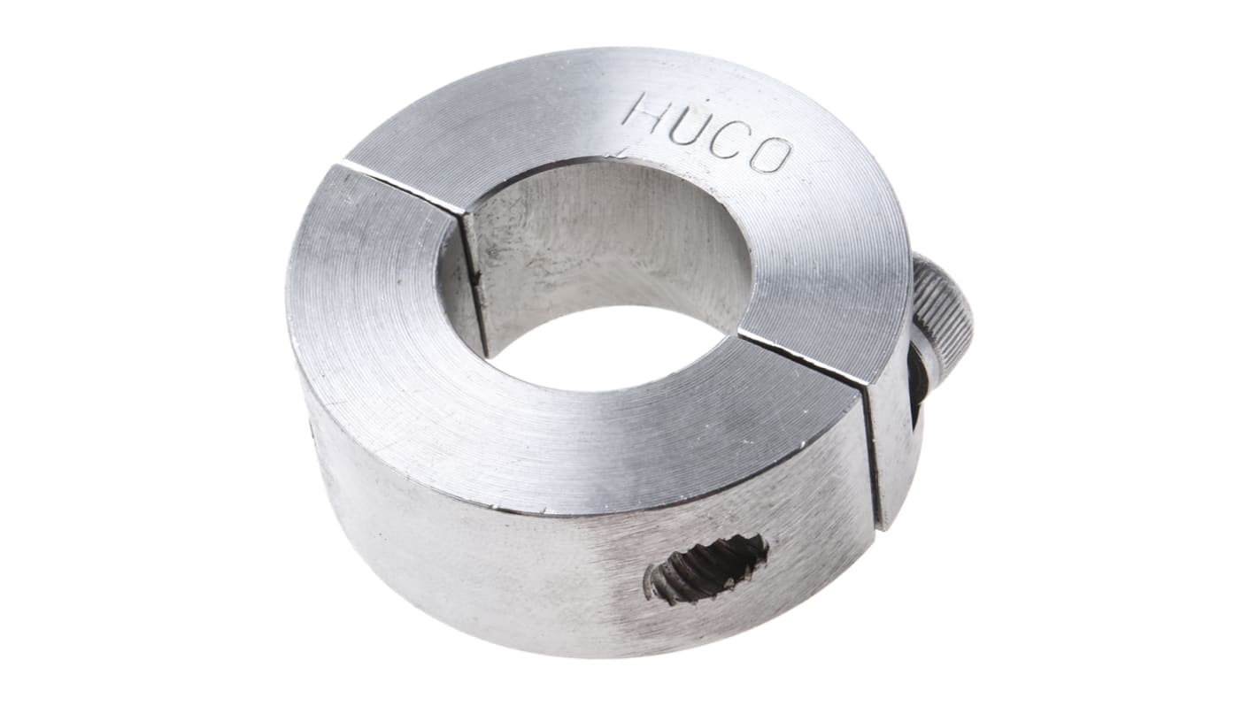 Huco Shaft Collar Two Piece Clamp Screw, Bore 20mm, OD 40mm, W 15mm, Stainless Steel