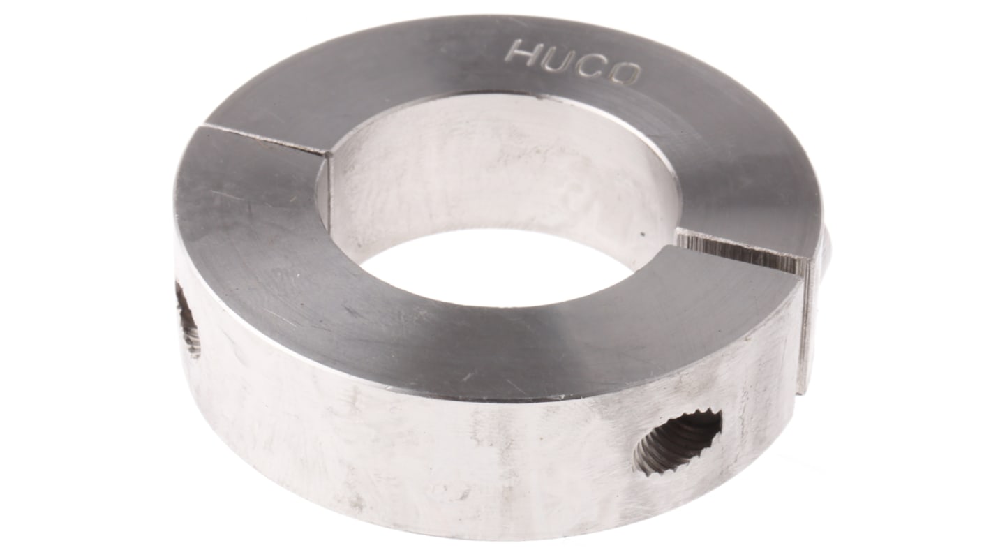 Huco Shaft Collar, Two Piece, Clamp Screw, Bore 30mm, OD 54mm, W 15mm, Stainless Steel