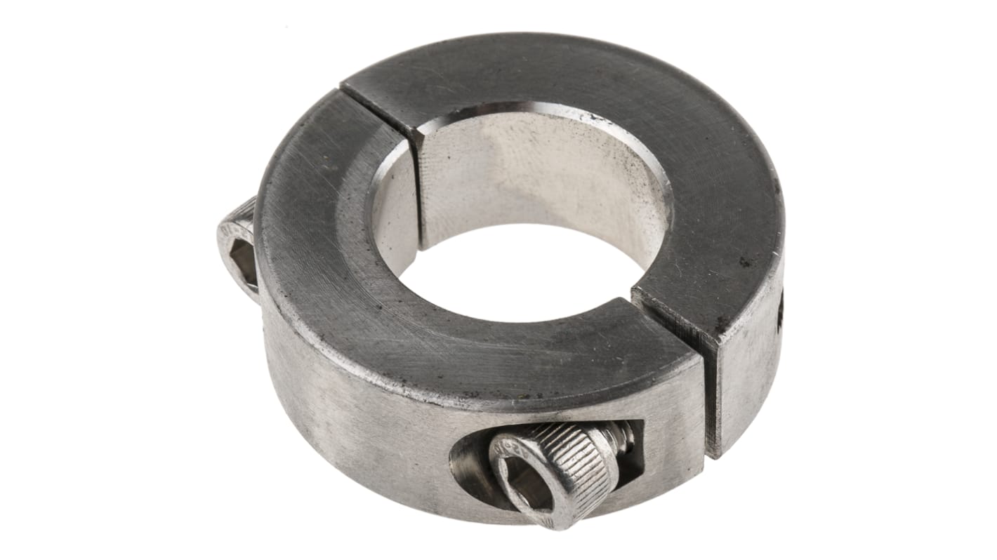 Huco Shaft Collar, Two Piece, Clamp Screw, Bore 25mm, OD 45mm, W 15mm, Stainless Steel