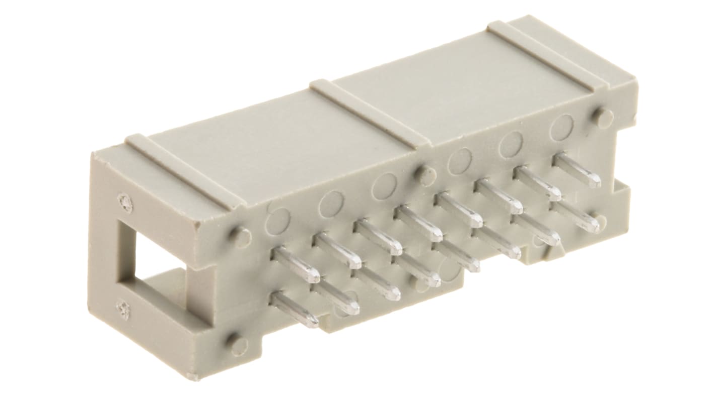 Harting SEK 18 Series Straight Through Hole PCB Header, 16 Contact(s), 2.54mm Pitch, 2 Row(s), Shrouded