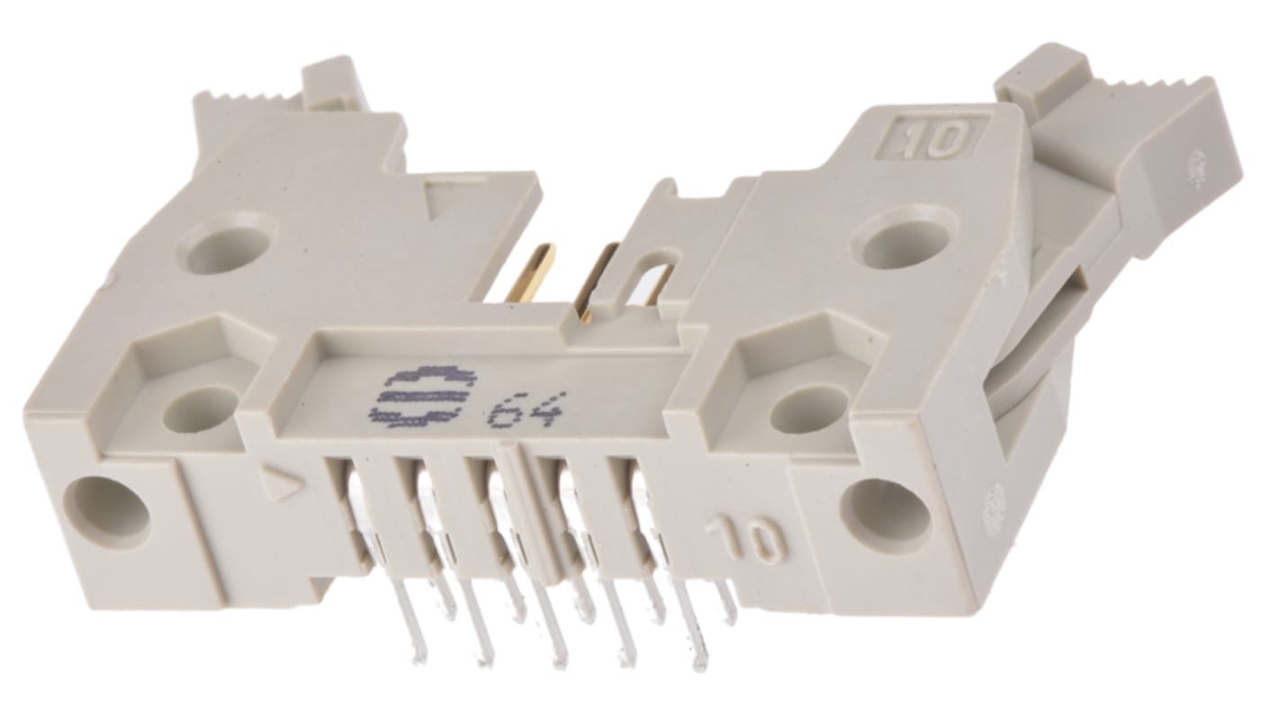 Harting SEK 18 Series Right Angle Through Hole PCB Header, 10 Contact(s), 2.54mm Pitch, 2 Row(s), Shrouded