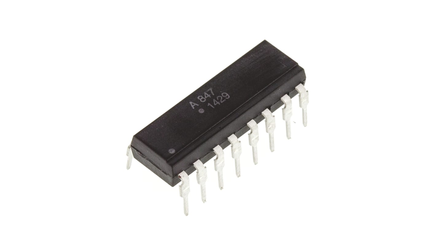 Broadcom, ACPL-847-000E DC Input Transistor Output Quad Optocoupler, Through Hole, 16-Pin PDIP