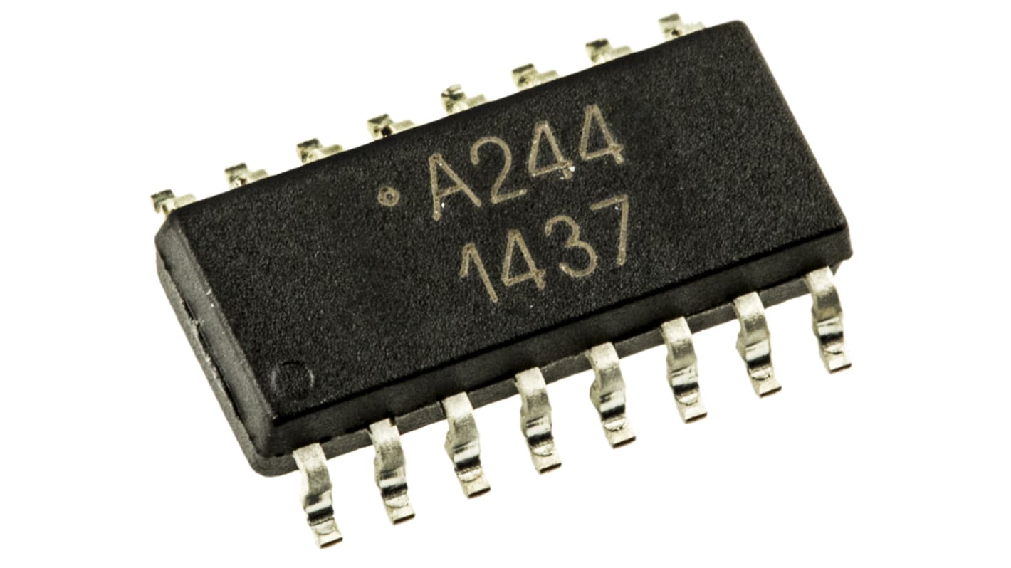 Broadcom, ACPL-244-500E AC Input Transistor Output Quad Optocoupler, Surface Mount, 16-Pin SOIC