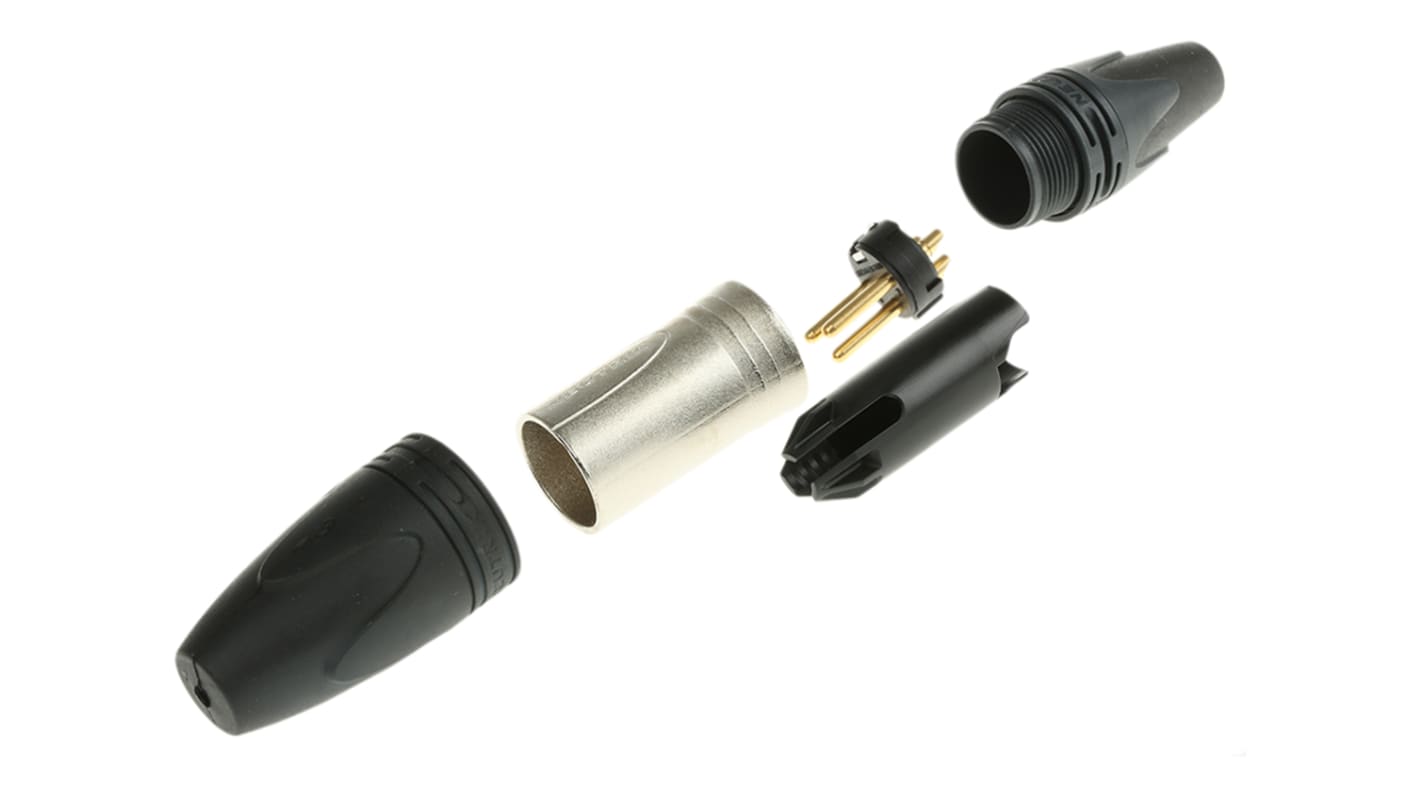 Neutrik 三芯卡侬头公插, 电缆安装, 50 V, 16A, 直向