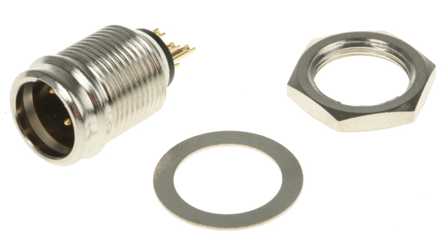 REAN Products Chassis Mount Miniature Connector, Male, 4 Way, Gold Plating