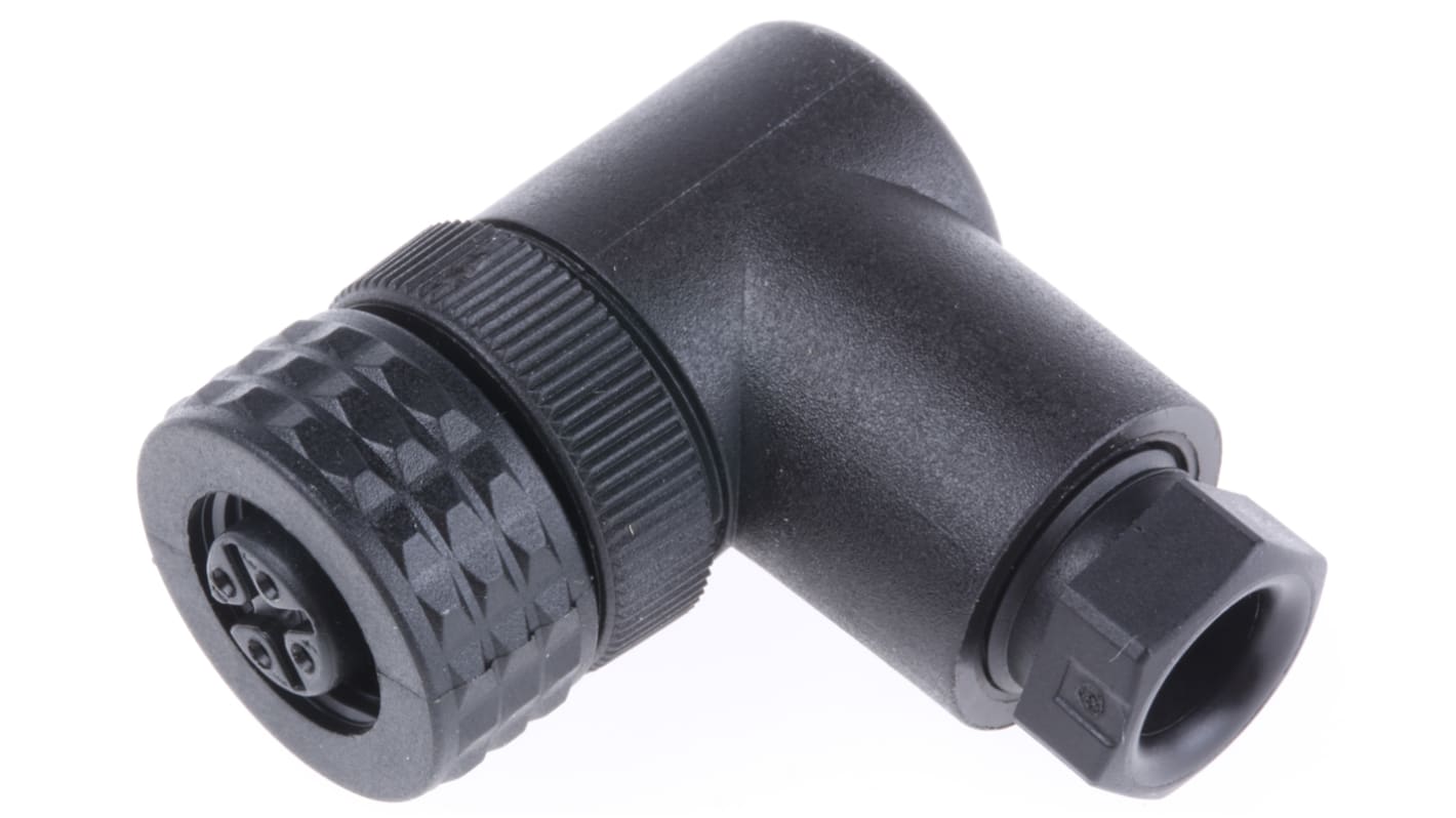 Conector circular Telemecanique Sensors hembra Ángulo de 90° serie XZCC de 4 vías hembra, montaje aéreo, IP67