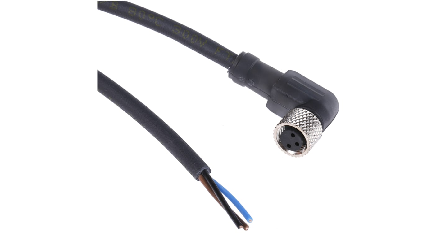 Telemecanique Sensors Right Angle Female 3 way M8 to Unterminated Sensor Actuator Cable, 2m