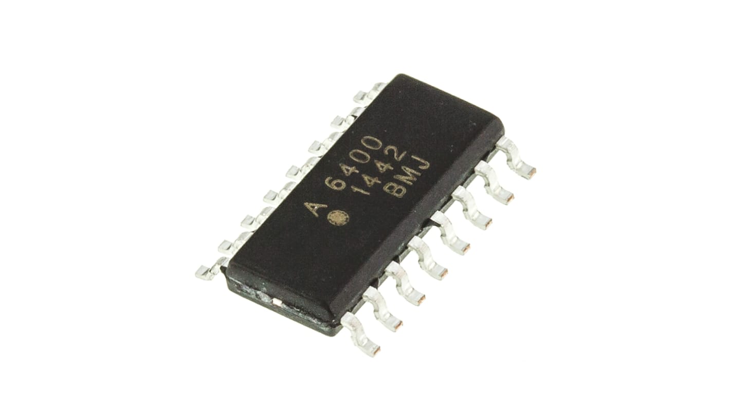 Broadcom, ACSL-6400-00TE DC Input Logic Gate Output Quad Optocoupler, Surface Mount, 16-Pin SOIC