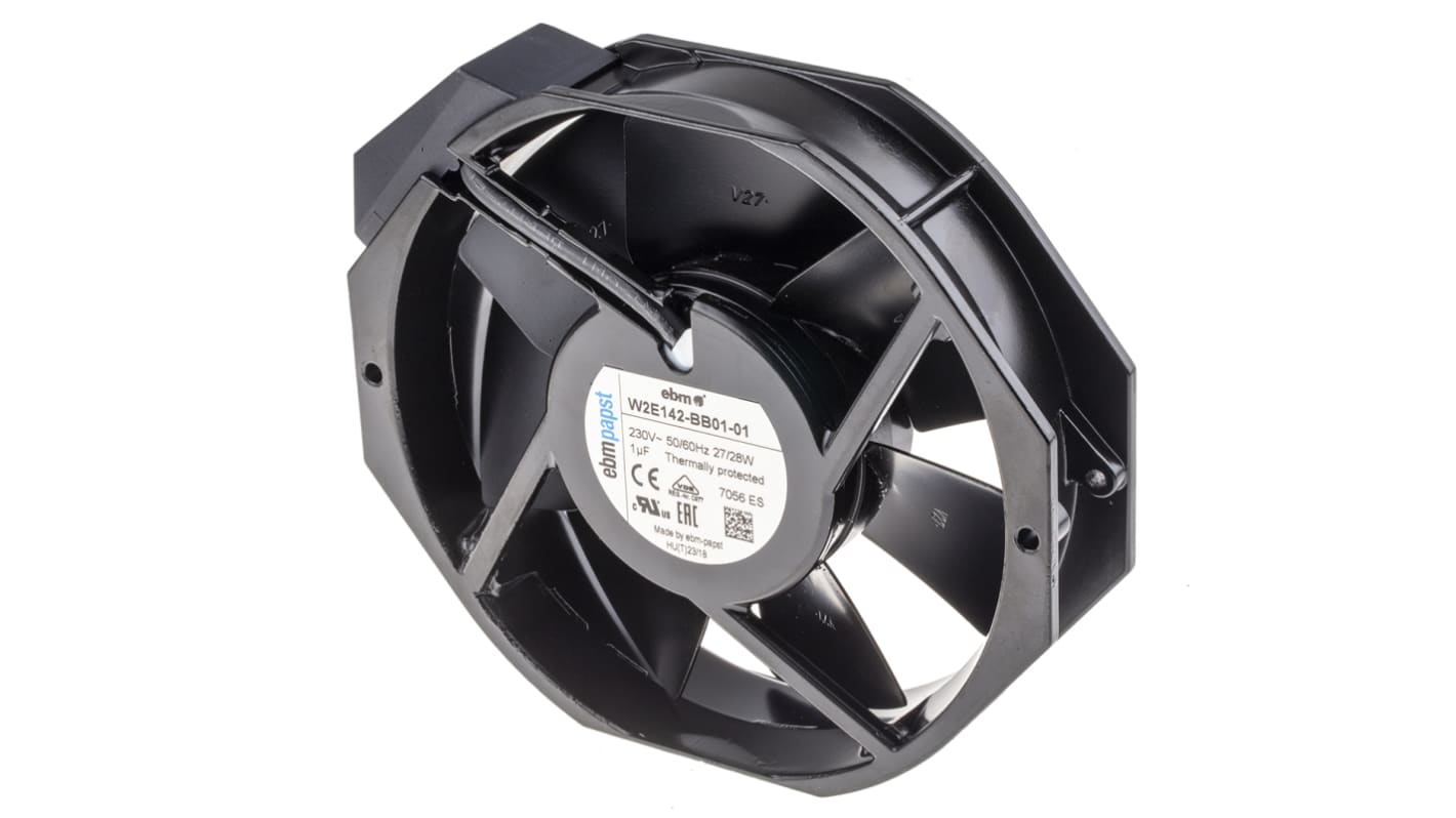 ebm-papst 7000 Series Axial Fan, 230 V ac, AC Operation, 320m³/h, 27W, 150 x 172 x 38mm