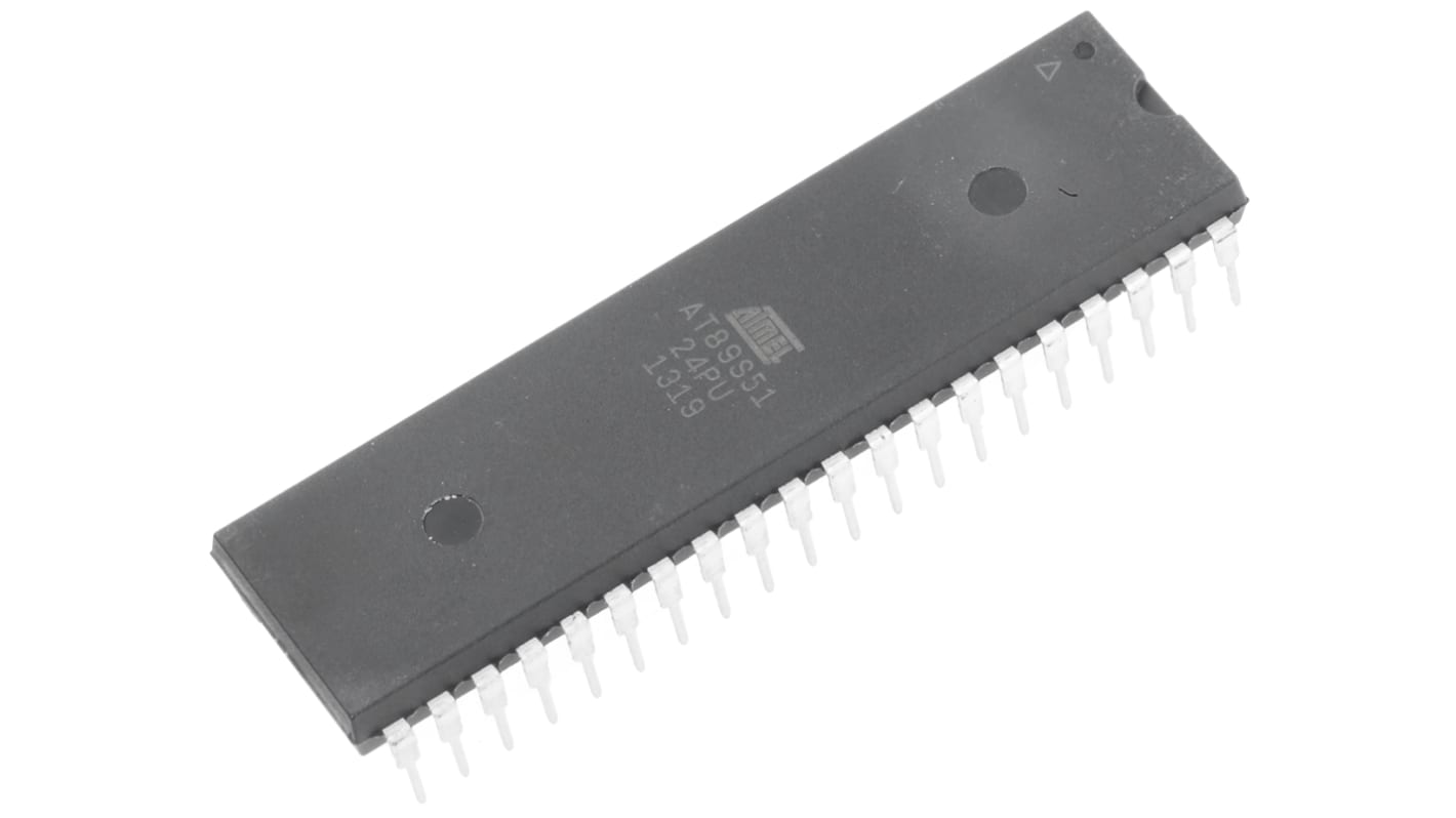 Microcontrolador Microchip AT89S51-24PU, núcleo 8051 de 8bit, RAM 128 B, 24MHZ, PDIP de 40 pines