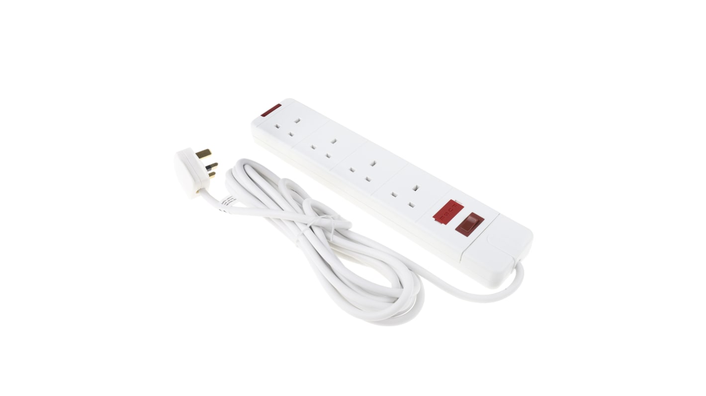 RS PRO 5m 4 Socket Type G - British Extension Lead