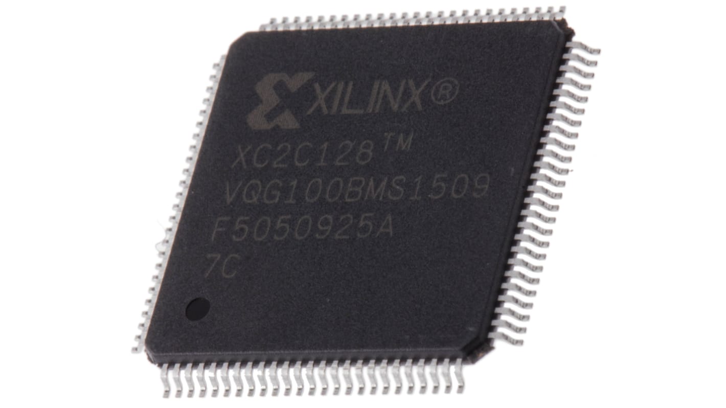 Xilinx CPLD, 100针, 128个宏单元, 0 °C至+70 °C, 最大1.9 V, VTQFP, 贴片安装, 80个用户I/O, 14 x 14 x 1mm, CoolRunner II系列