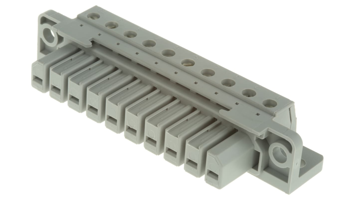 Clema Hembra Phoenix Contact HCC de 10 vías, para cable de 24 → 12 AWG, 25A, 500 V, Sujeto con Tornillo, de