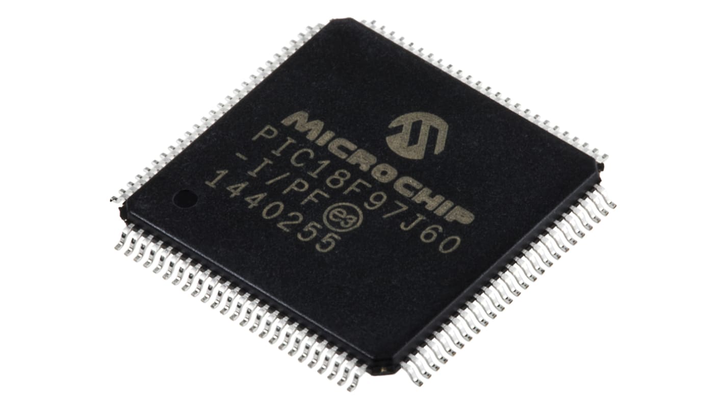 Microchip PIC18F97J60-I/PF, 8bit PIC Microcontroller, PIC18F, 41.667MHz, 128 kB Flash, 100-Pin TQFP