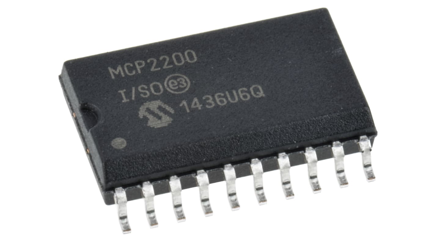 Microchip MCP2200-I/SO, USB Controller, 12Mbps, USB 2.0, 5.5 V, 20-Pin SOIC W