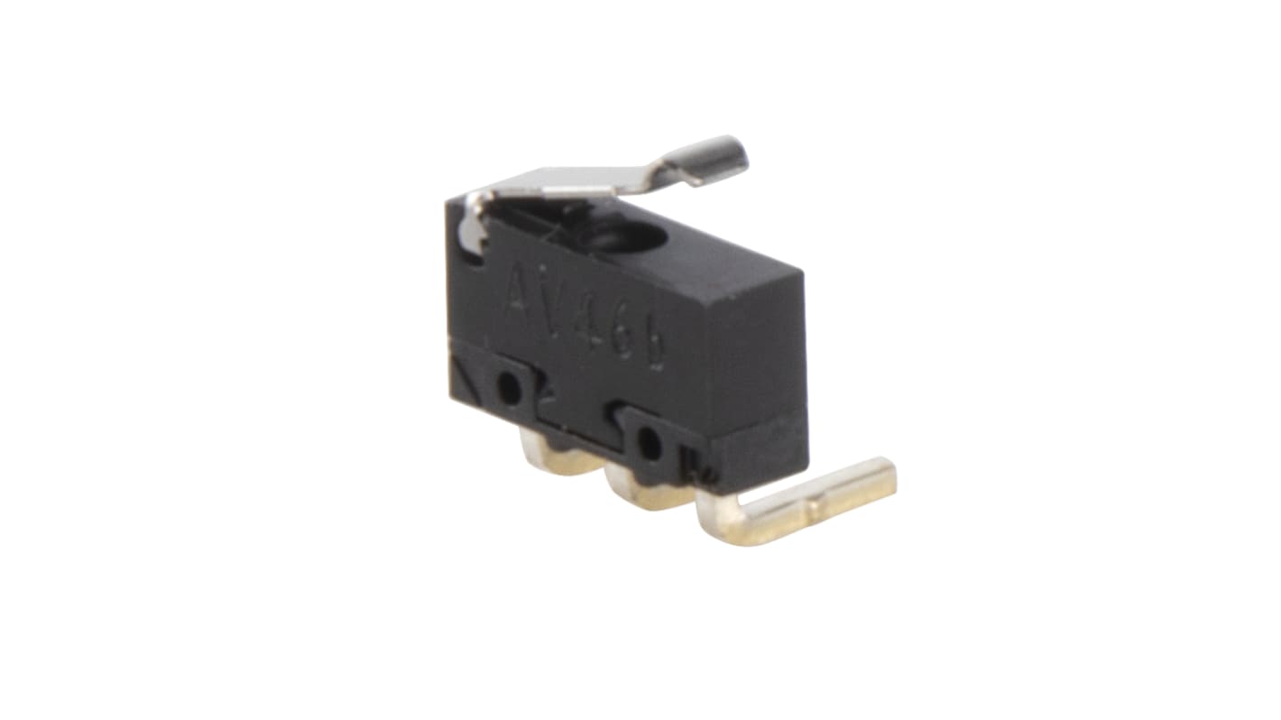 Panasonic Simulated Roller Lever Micro Switch, Right Angle PCB Terminal, 500 mA @ 30 V dc, SP-CO, IP40