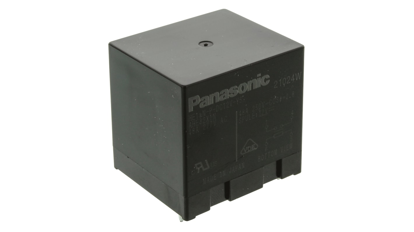 Panasonic 12V dc Spule 1-poliger Schließer Printrelais 48A 75Ω 1.92W Monostabiles Relais