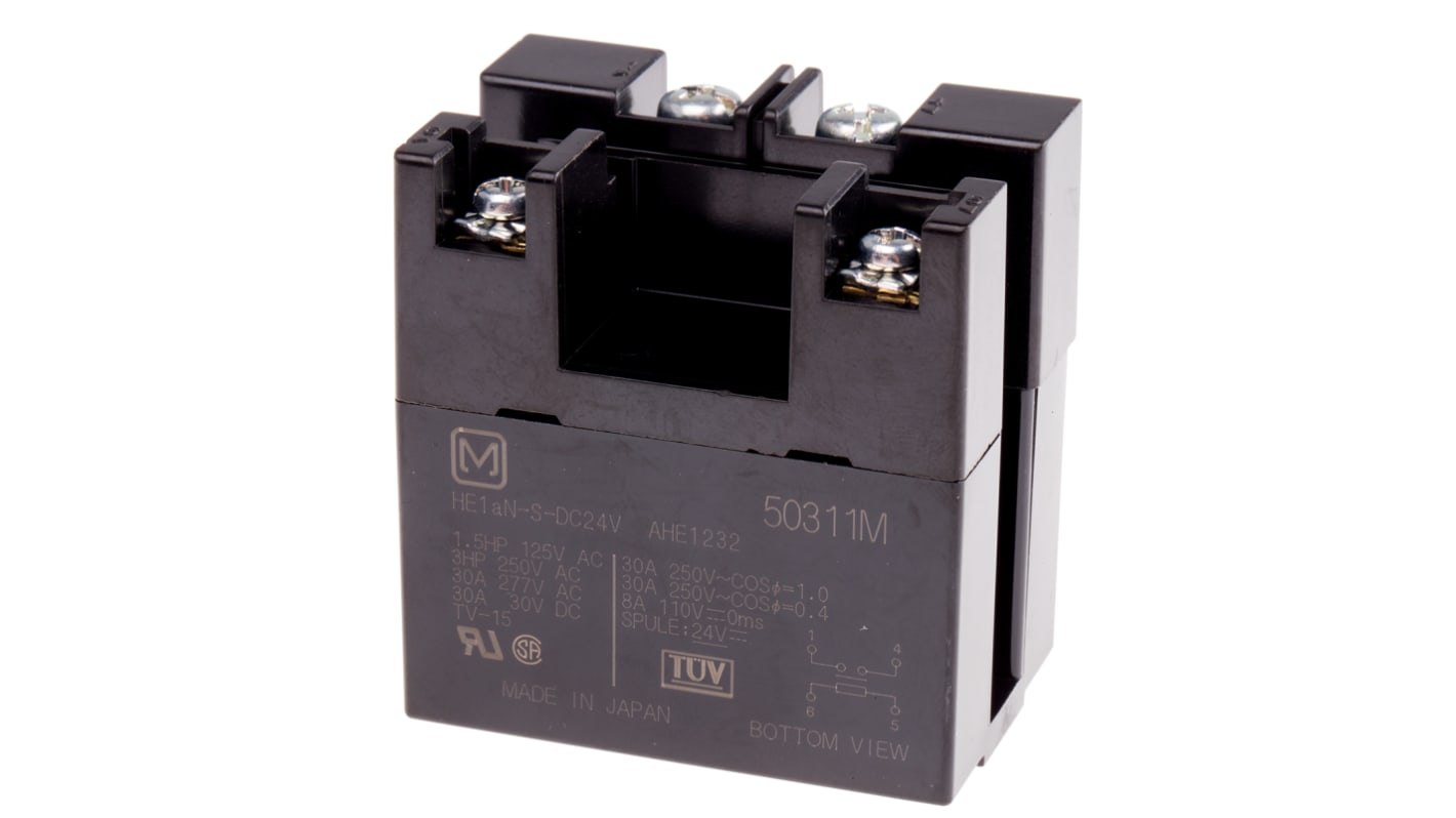 Panasonic PCB Mount Power Relay, 24V dc Coil, 30A Switching Current, SPST