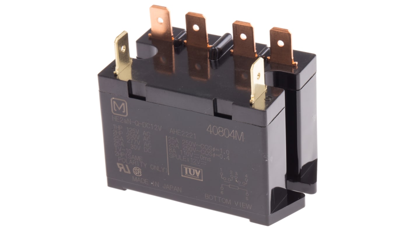 Panasonic PCB Mount Power Relay, 12V dc Coil, 30A Switching Current, DPST