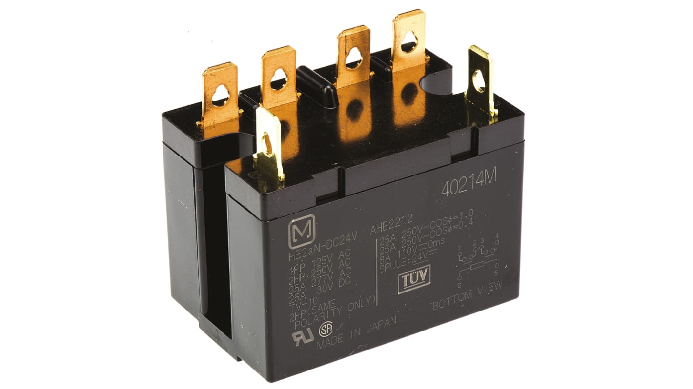 Panasonic PCB Mount Non-Latching Relay, 24V dc Coil, 30A Switching Current, DPST