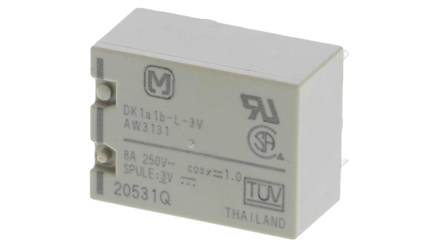 Panasonic 3V dc Spule 1-poliger Wechsler Printrelais 8A 45Ω 200mW Bistabiles Relais
