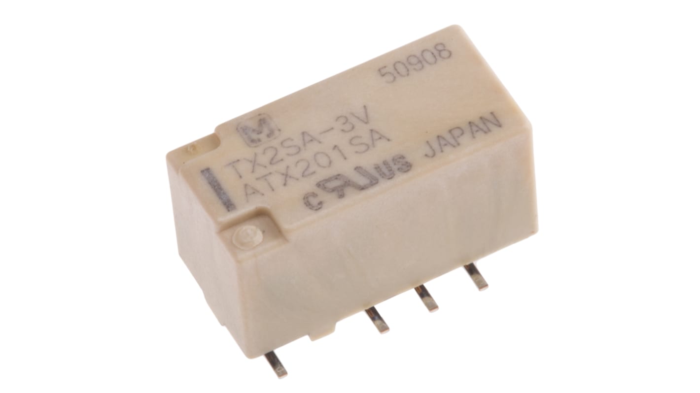 Panasonic Surface Mount Signal Relay, 3V dc Coil, 2A Switching Current, DPDT