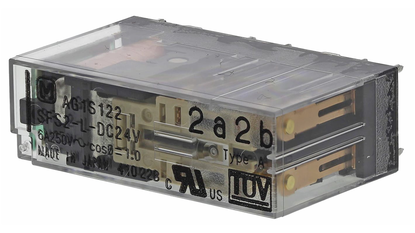 Panasonic PCB Mount Force Guided Relay, 24V dc Coil Voltage, 4 Pole, DPDT