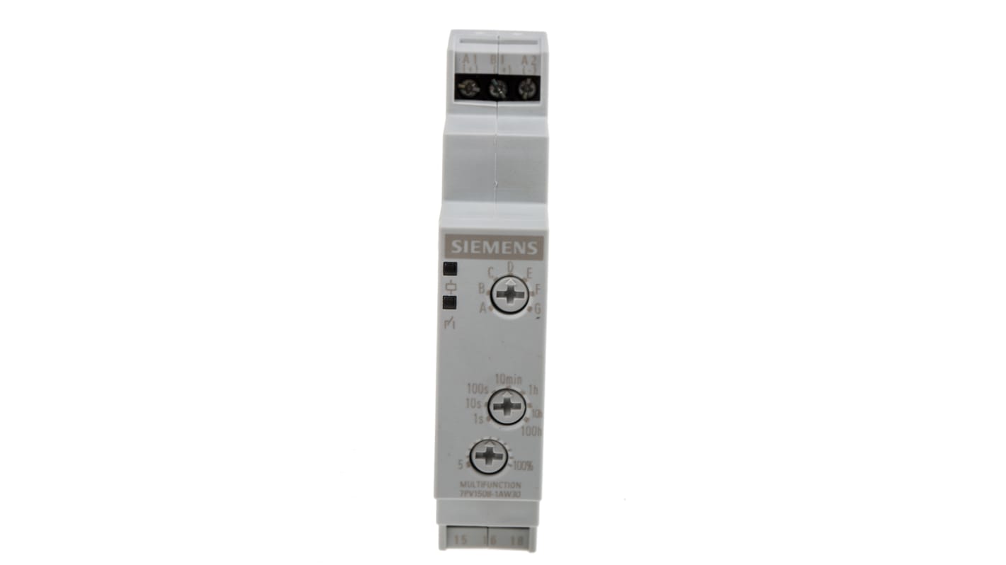 Siemens DIN Rail Mount Timer Relay, 240V, 1-Contact, 0.05 → 100 s, 3 → 100 min, 5 → 100h, SPDT