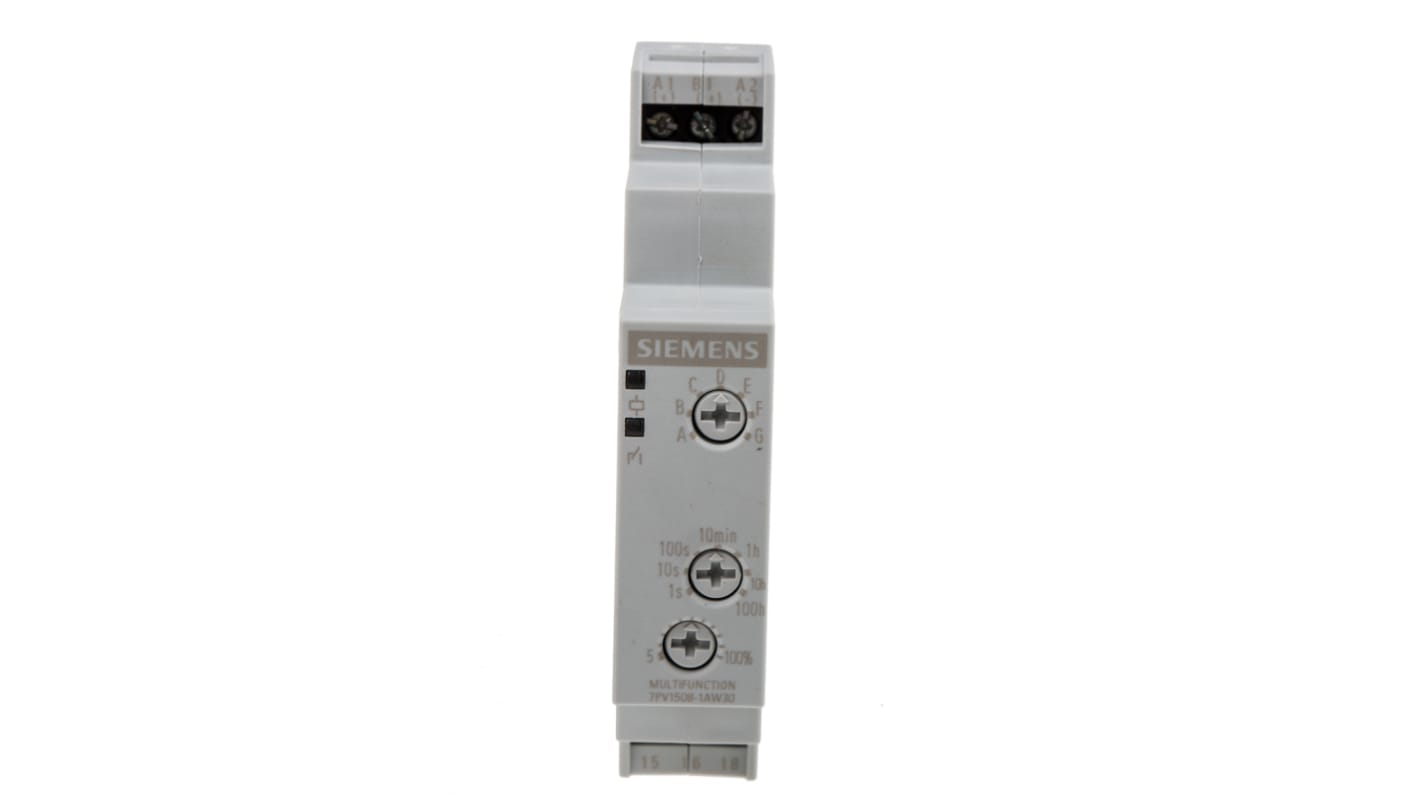 Siemens DIN Rail Mount Timer Relay, 12 → 240V ac/dc, 1-Contact, 0.05 → 100 s, 3 → 100 min, 5