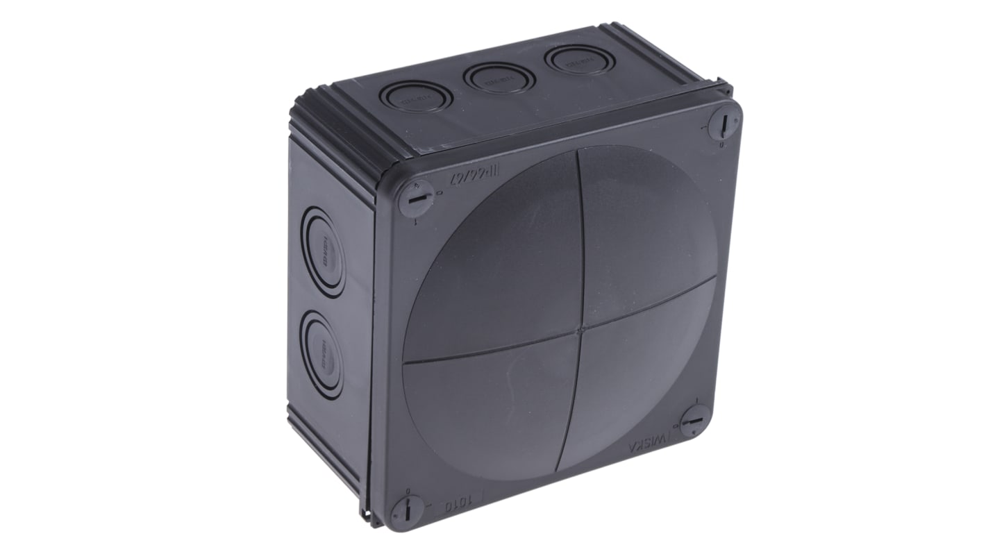 WISKA Combi Series Black Polypropylene Junction Box, IP66, IP67, 140 x 140 x 82mm