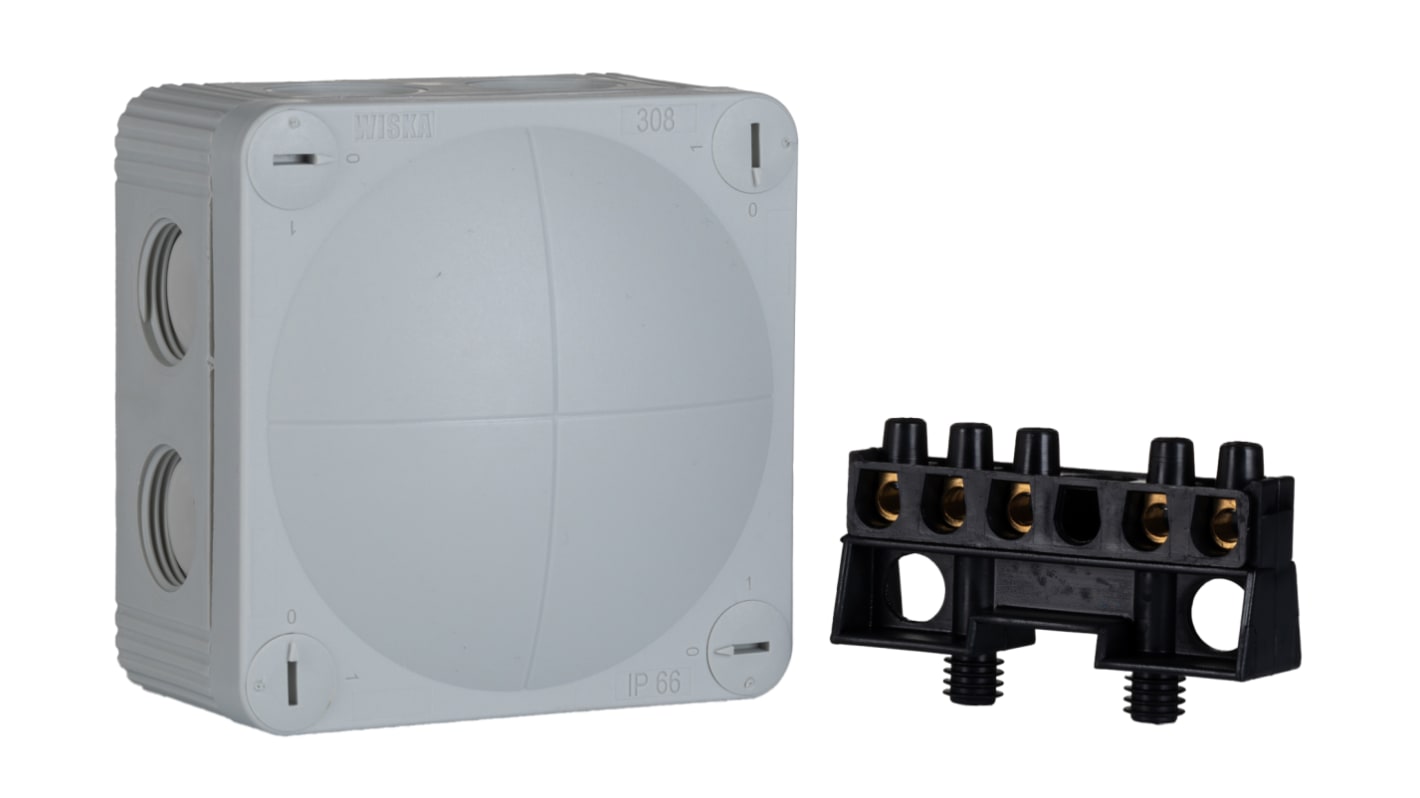 WISKA Combi Series Grey Polypropylene Junction Box, IP66, 85 x 85 x 51mm