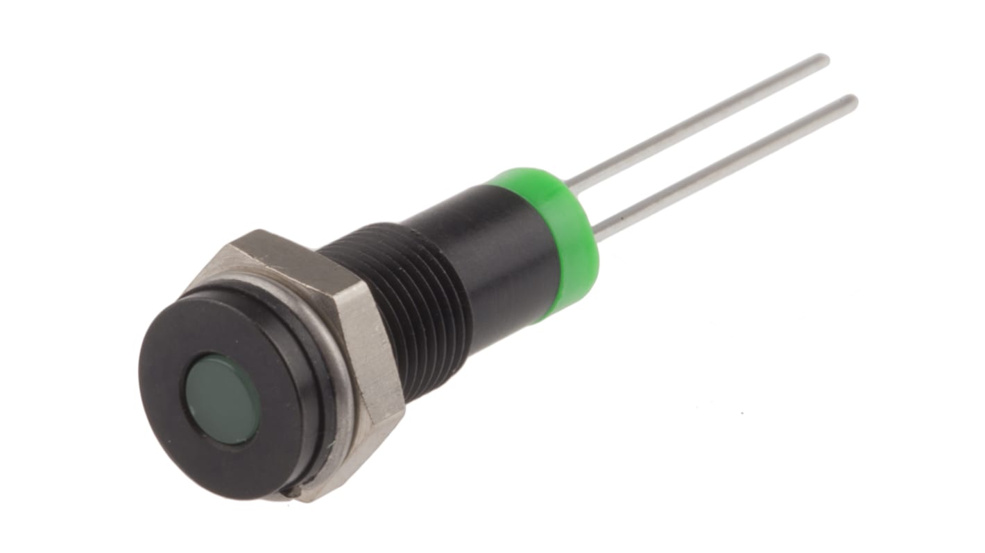 RS PRO Green Panel Mount Indicator, 2V dc, 6mm Mounting Hole Size, IP67