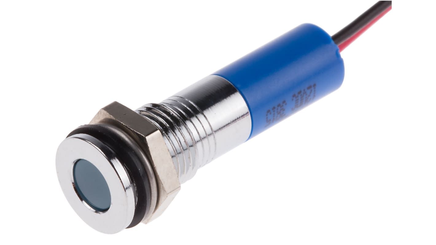 Voyant LED lumineux  Bleu RS PRO, dia. 8mm, 12V c.c., IP67