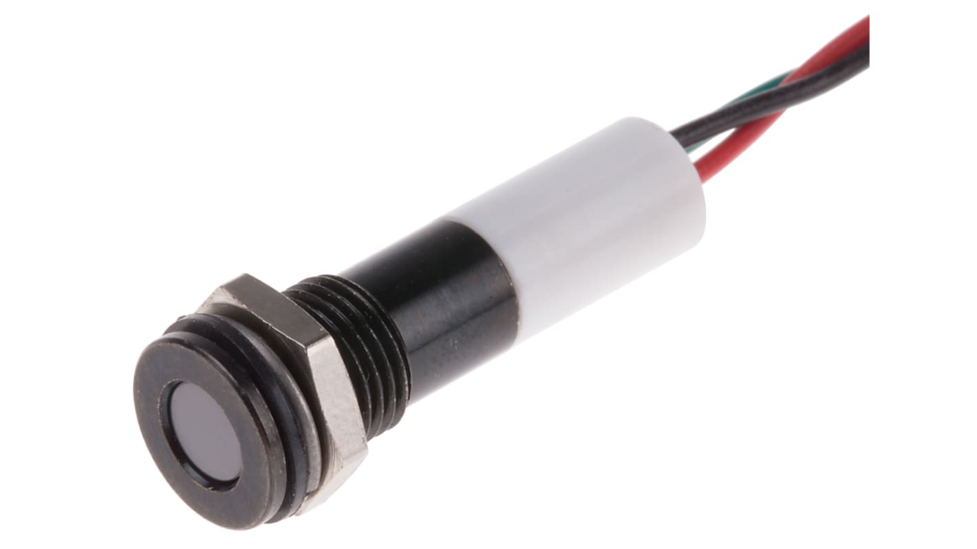 RS PRO Panel Mount Indicator, 24V dc, 8mm Mounting Hole Size, Lead Wires Termination, IP67