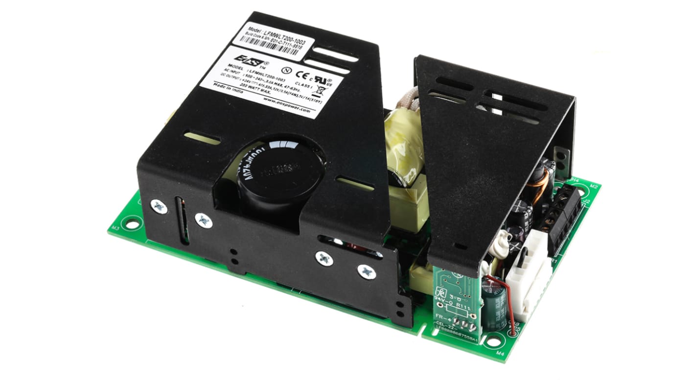 EOS Schaltnetzteil, 24V dc / 6.66A 200W 120 → 390 V dc, 90 → 264 V ac Offene Bauform, Medizin-Zulassung,