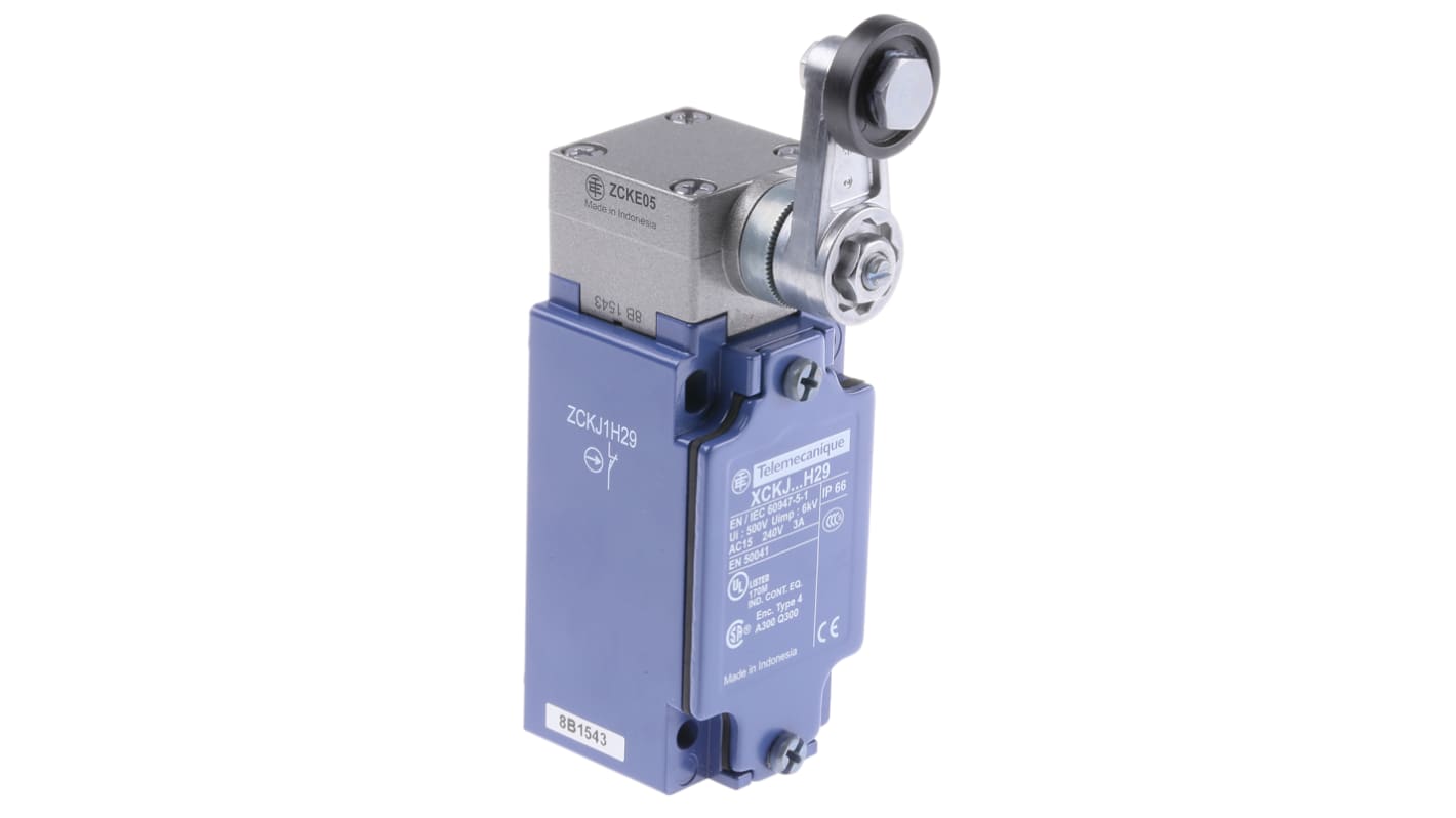 Telemecanique Sensors OsiSense XC Series Lever Limit Switch, NO/NC, IP66, SPDT, Zinc Alloy Housing, 240V ac Max, 10A Max