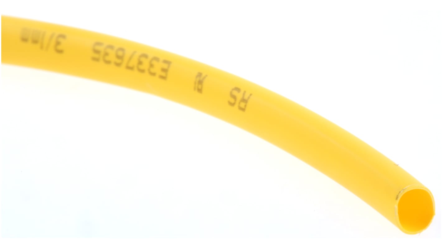 RS PRO Heat Shrink Tubing, Yellow 3mm Sleeve Dia. x 10m Length 3:1 Ratio