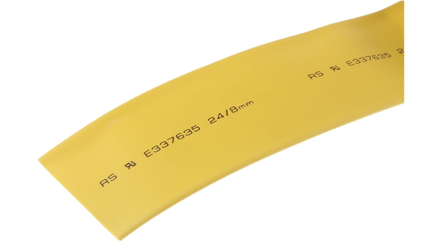 RS PRO Heat Shrink Tubing, Yellow 24mm Sleeve Dia. x 3m Length 3:1 Ratio