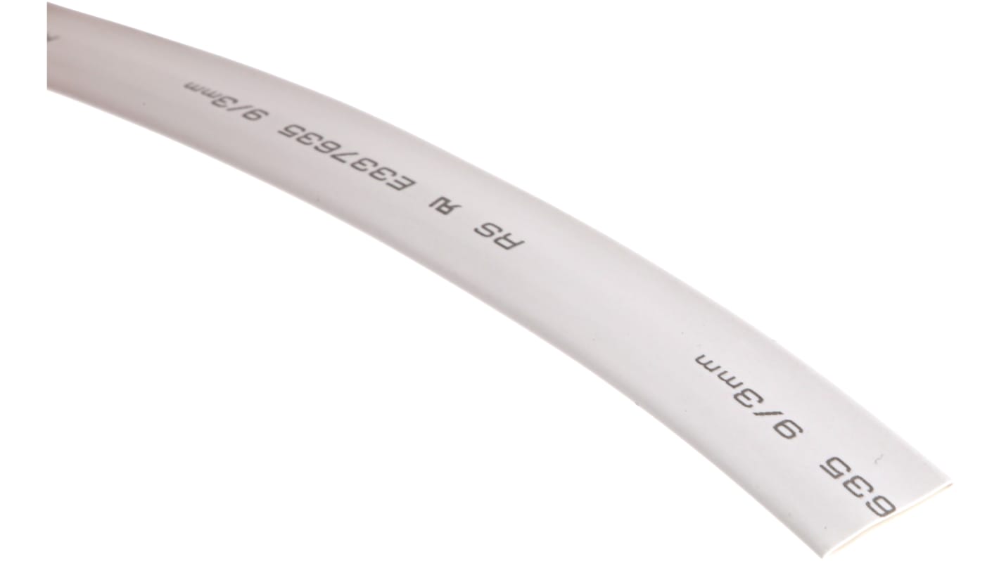 RS PRO Heat Shrink Tubing, White 9mm Sleeve Dia. x 5m Length 3:1 Ratio