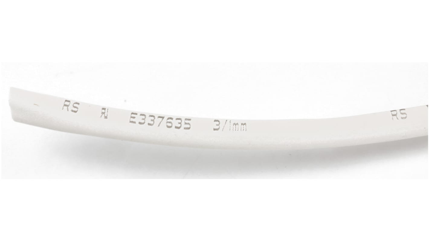 RS PRO Heat Shrink Tubing, White 3mm Sleeve Dia. x 10m Length 3:1 Ratio