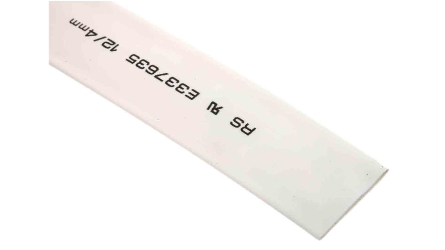 RS PRO Heat Shrink Tubing, White 12mm Sleeve Dia. x 4m Length 3:1 Ratio