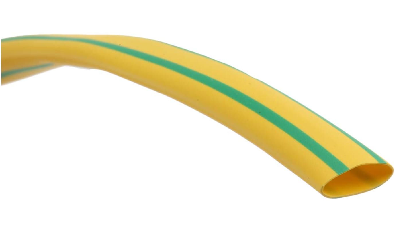 RS PRO Heat Shrink Tubing, Green, Yellow 6mm Sleeve Dia. x 7m Length 3:1 Ratio
