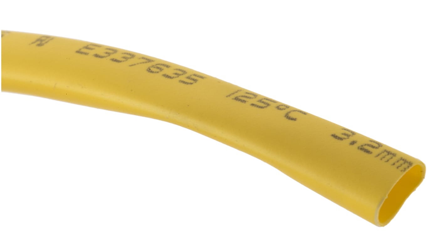 RS PRO Heat Shrink Tubing, Yellow 3.2mm Sleeve Dia. x 10m Length 2:1 Ratio
