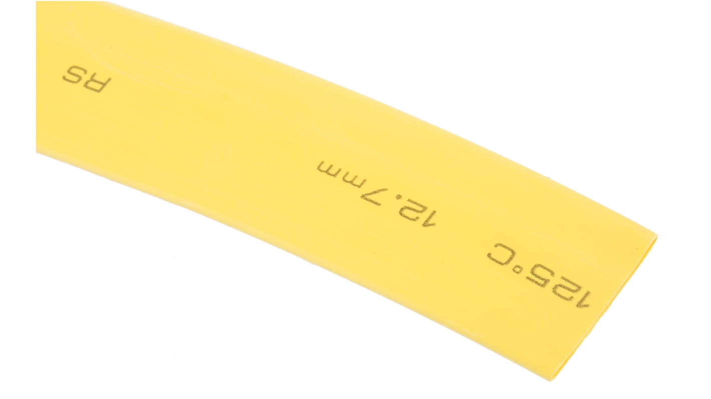 RS PRO Heat Shrink Tubing, Yellow 12.7mm Sleeve Dia. x 6m Length 2:1 Ratio