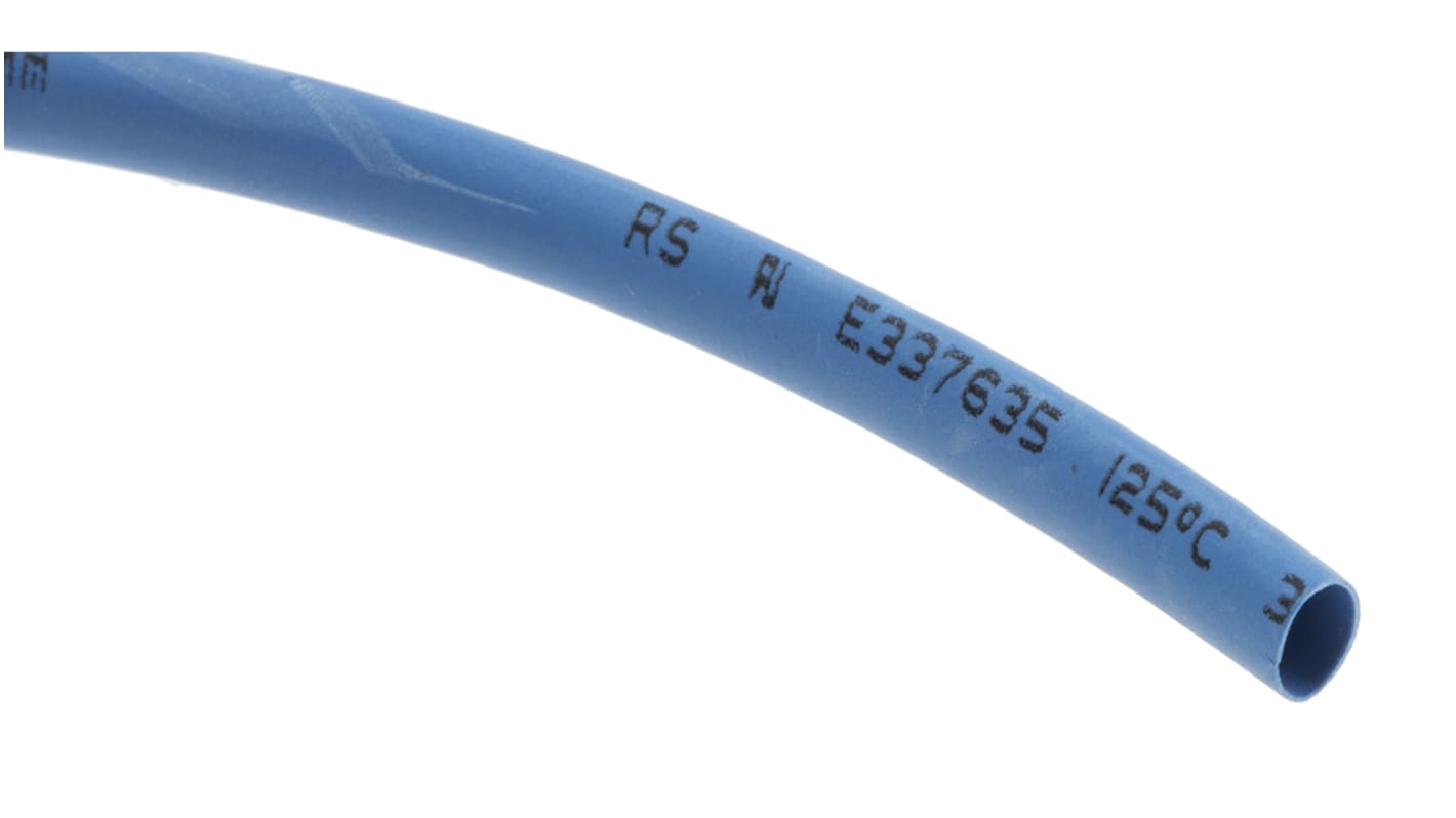 RS PRO Heat Shrink Tubing, Blue 3.2mm Sleeve Dia. x 10m Length 2:1 Ratio