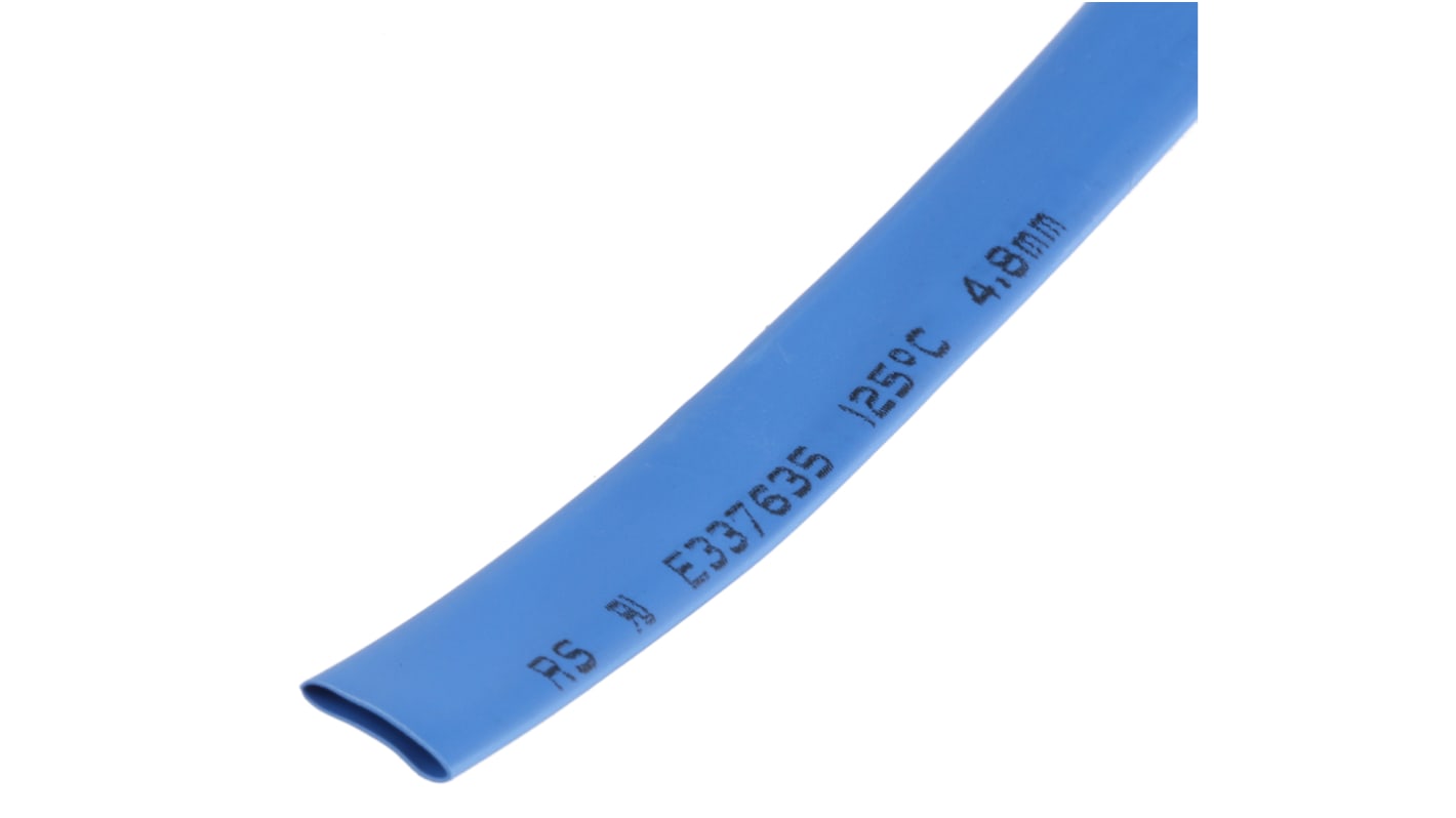 RS PRO Heat Shrink Tubing, Blue 4.8mm Sleeve Dia. x 9m Length 2:1 Ratio