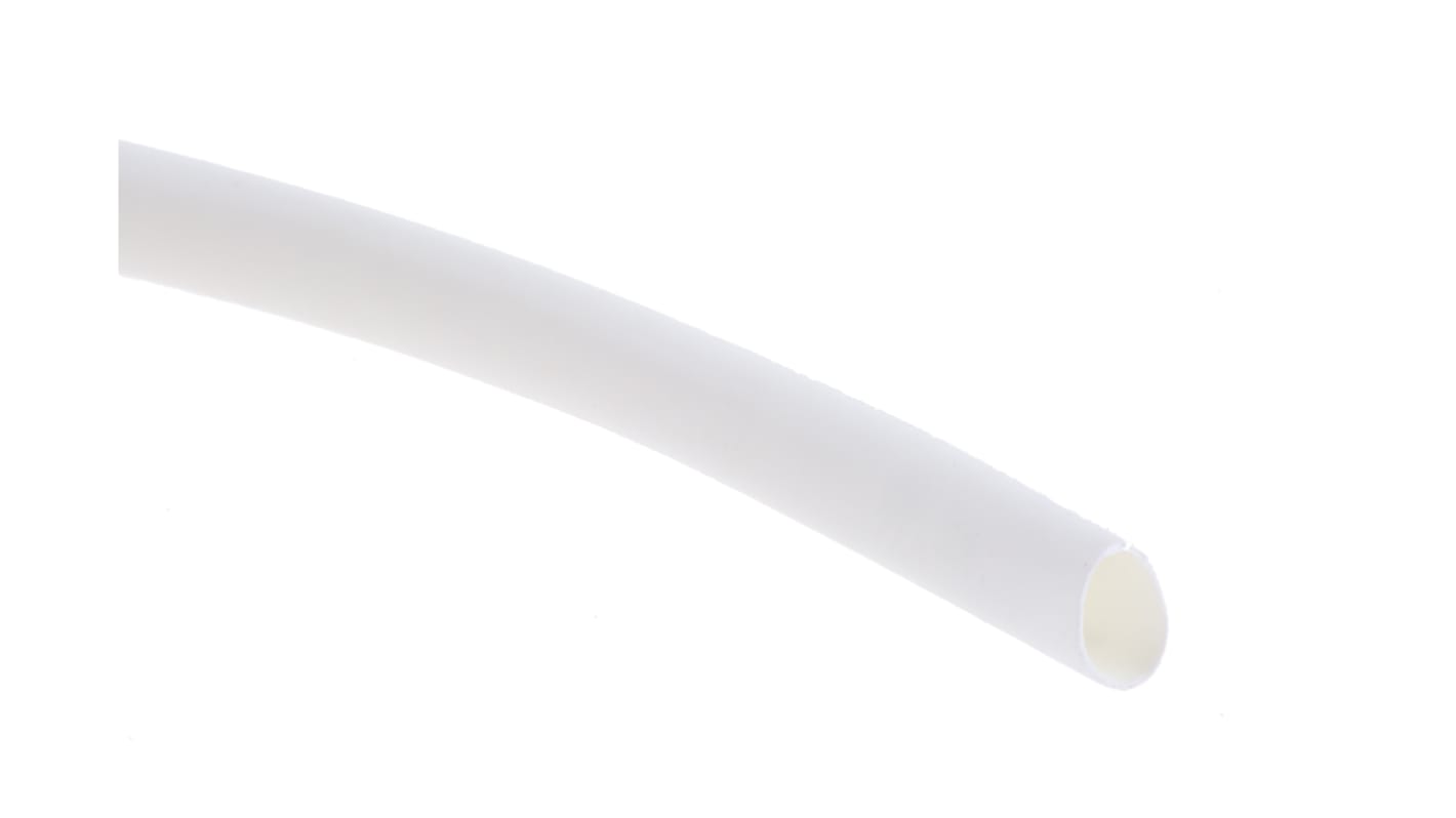 RS PRO Heat Shrink Tubing, White 3.2mm Sleeve Dia. x 10m Length 2:1 Ratio