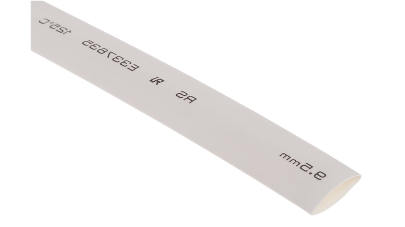 RS PRO Hvid Polyolefin Krympeflex, Krympeforhold: 2:1, dia.: 9.5mm, L: 6m